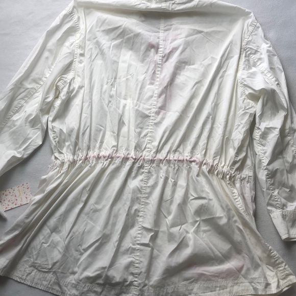 EUC Free People Poplin Pullover Hoodie White Pink - Picture 7 of 8